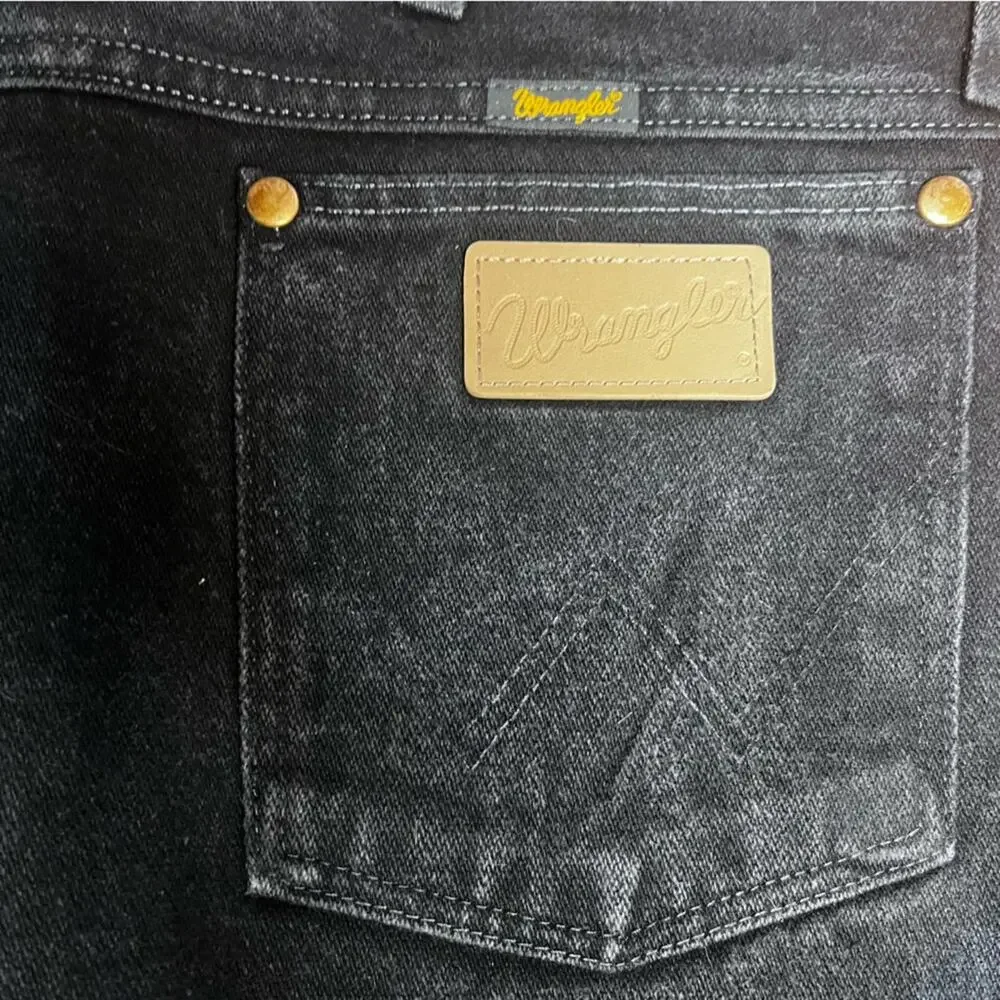 Vtg Wrangler Washed Black High Rise Western Tapered Leg Jeans Tall 34X36